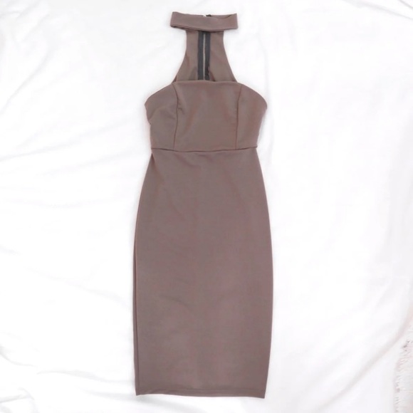 taupe midi dress